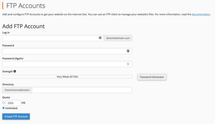 add and configure ftp accounts
