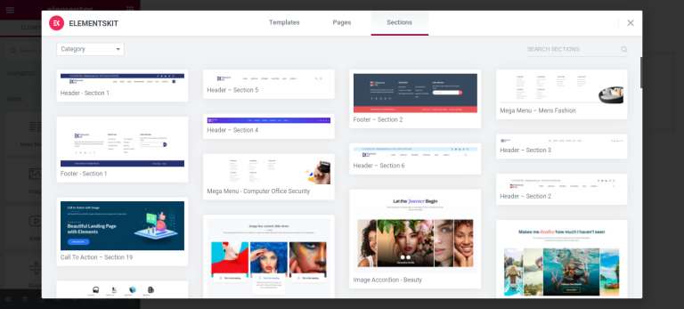 elementkit templates section