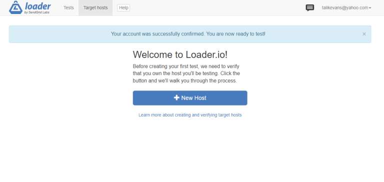 Sign Up on Loader.io 2
