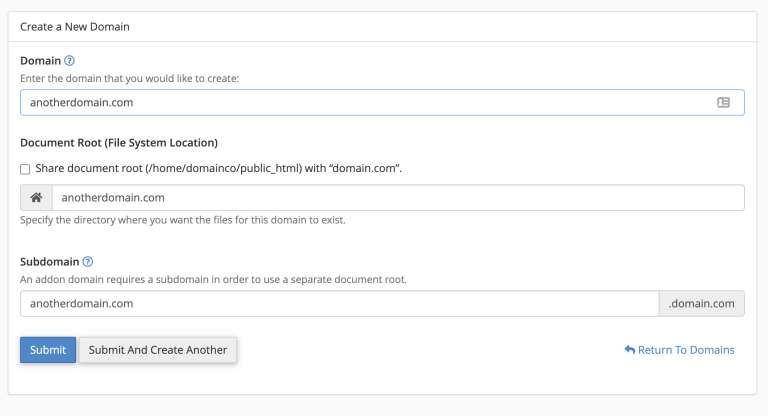 Create a New Domain
