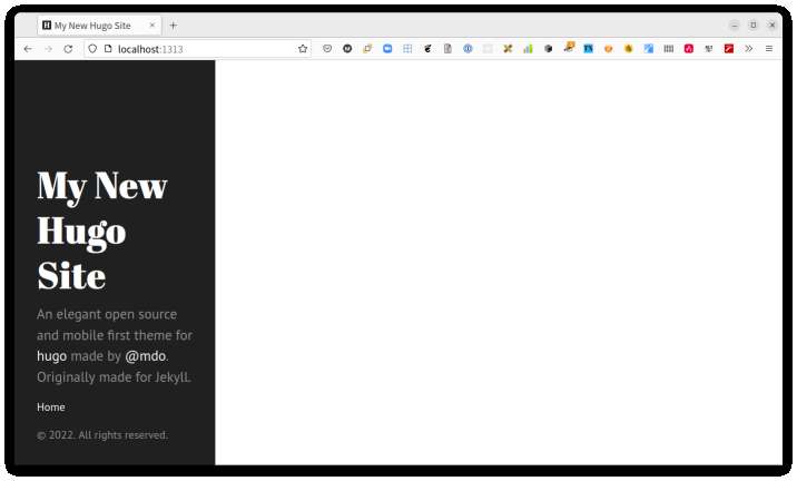 Themed Hugo Website Without Content