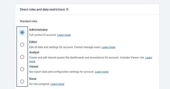 Set Direct Roles and Data Restrictions