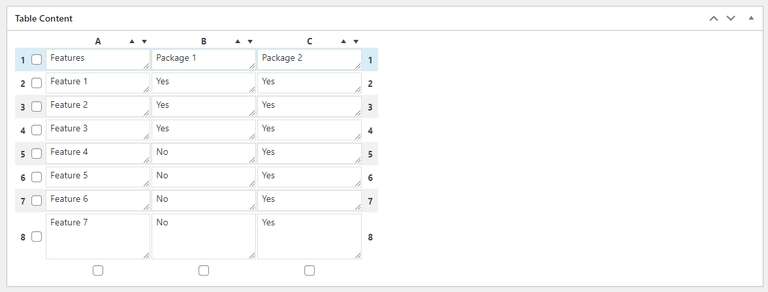 tablepress add new table content