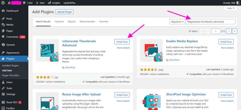 install regenerate thumbnails advanced