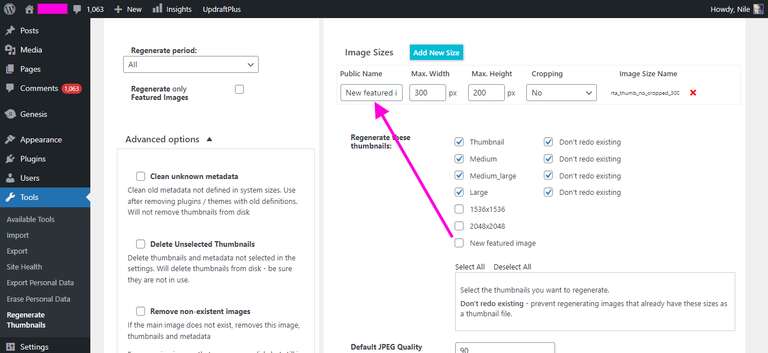regenerate thumbnails advanced add new image sizes