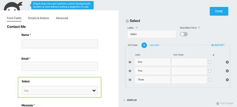 ninja forms edit form field