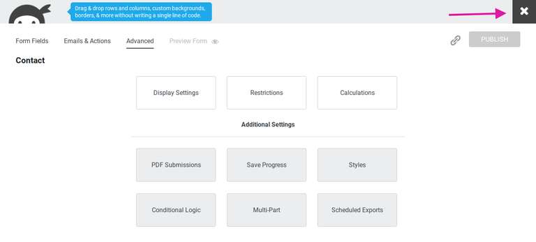 ninja forms exit form builder