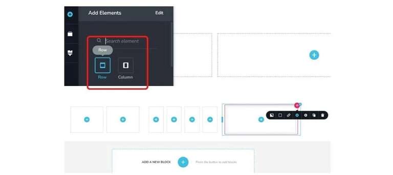 Adding columns and rows in Brizy
