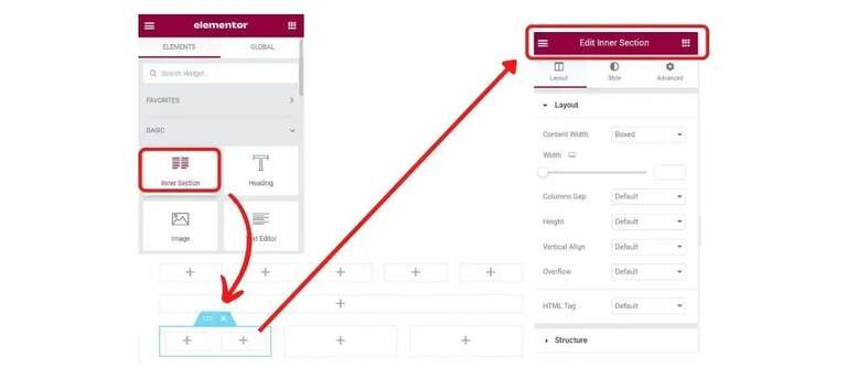 Inner Section widget in Elementor