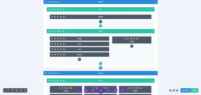 Divi Builder wireframe view