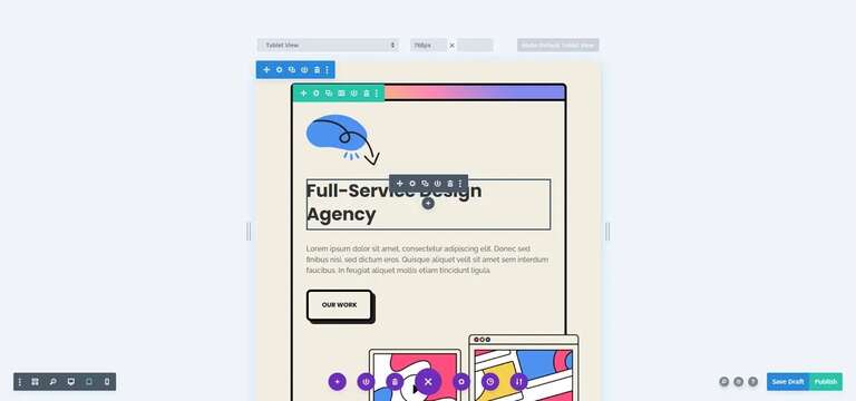 Divi Builder tablet view