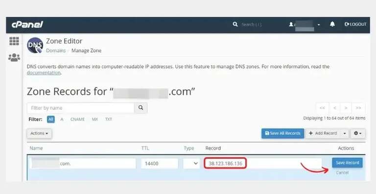 DNS zone editor c panel