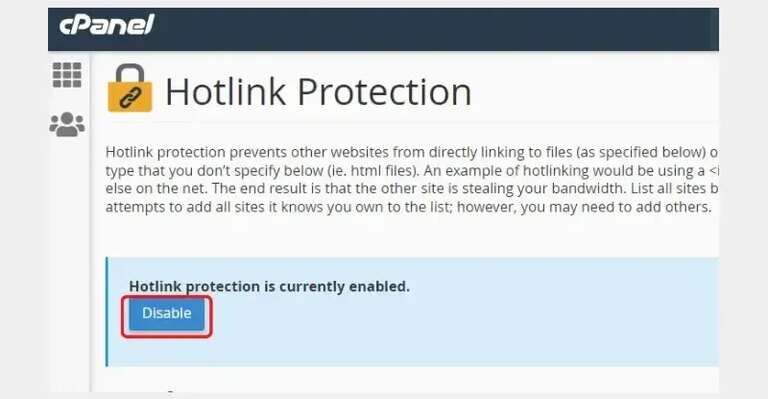 hotlink protection cPanel