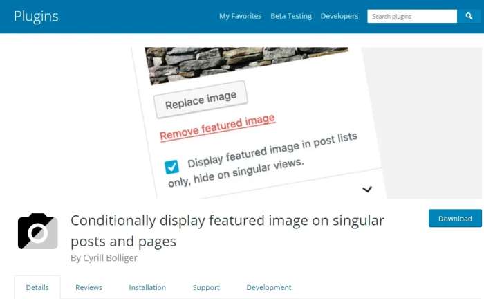Conditionally Display Featured Image Plugin