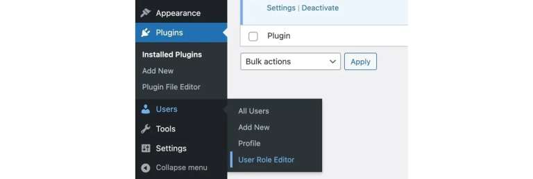 user role editor option