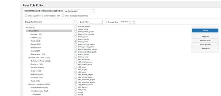 user role editor page