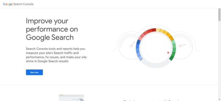 google search console home page