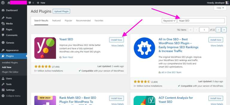 installing yoast seo plugin