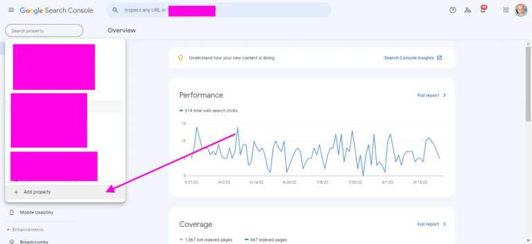 Add property to Google Search Console