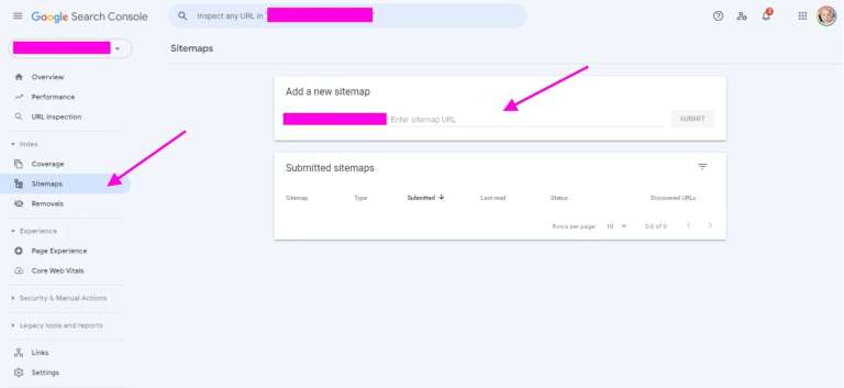 adding sitemap in google search console