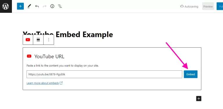 Click Embed button