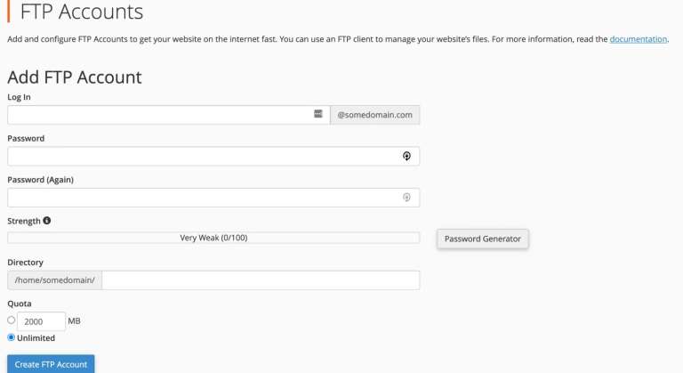 add and configure ftp accounts