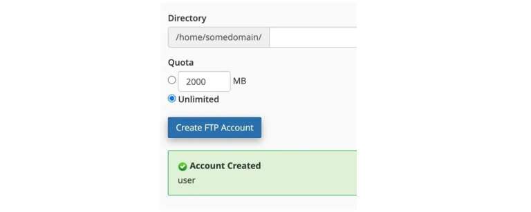account created message