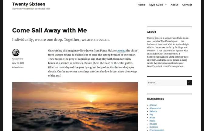 Twenty Sixteen Wordpress Theme