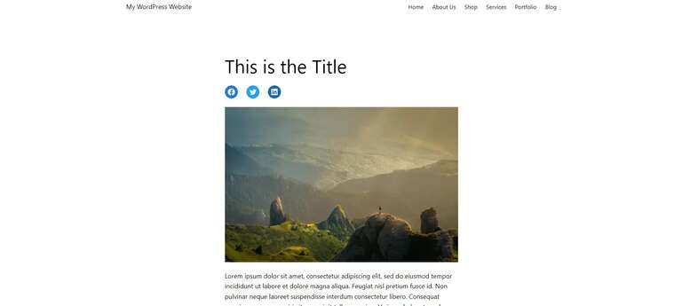 Page Layout with social media icons, an image, and a paragraph of text