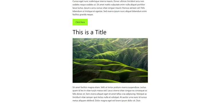 Page Layout with paragraph, a button, a title, and an image