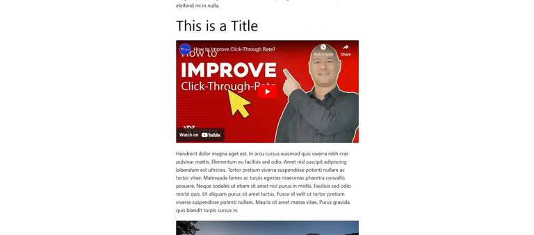 Page Layout with title, a video, a paragraph of text, and an image