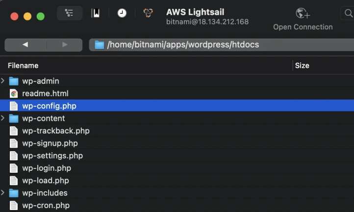 Editing the wp-config.php file