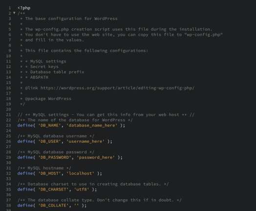 Editing wp-config.php file