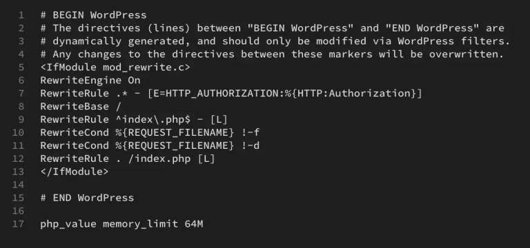 Editing the .htaccess file 3