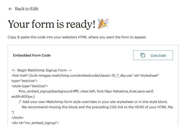Adding a Signup form to your Website’s Footer Step 4