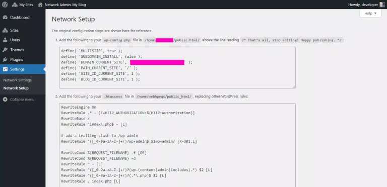 wordpress multisite network admin setup