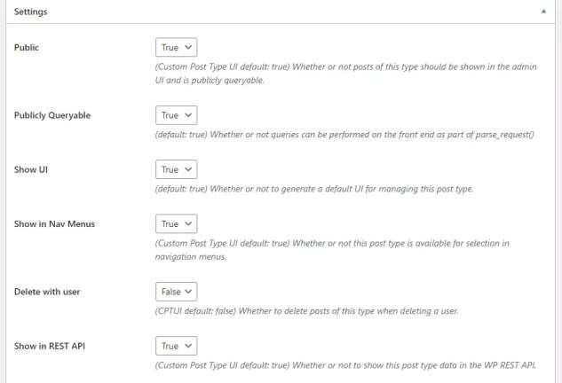 Adjust your custom post type’s settings 1