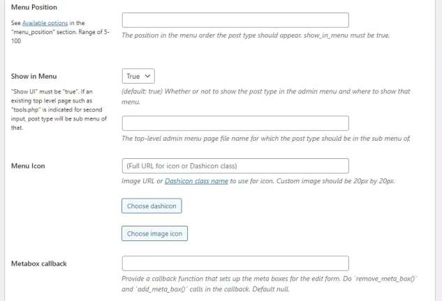 Adjust your custom post type’s settings 3