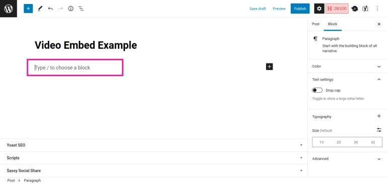 Gutenberg Video Embed Example