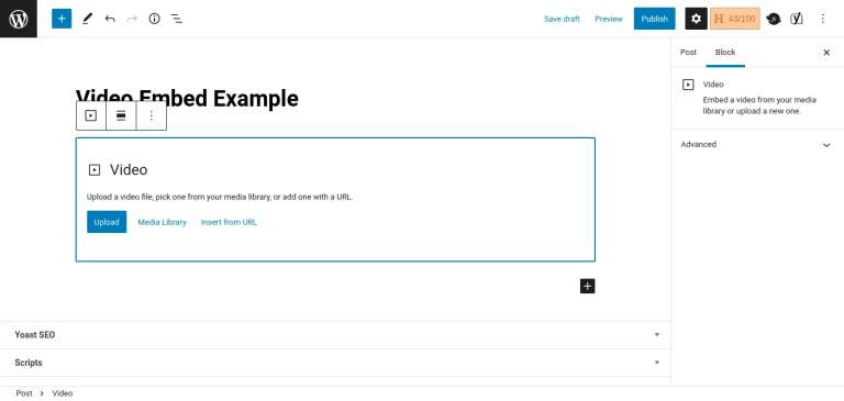 Upload a video in WordPress