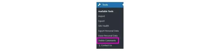 Delete Comments Section Under Wordpress Tools