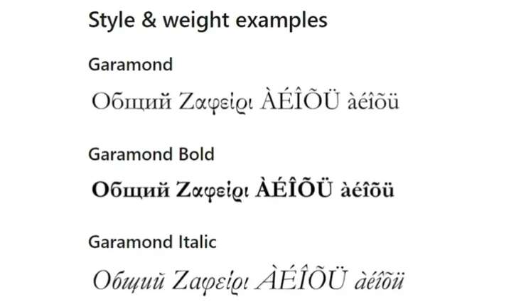 Garamond Font