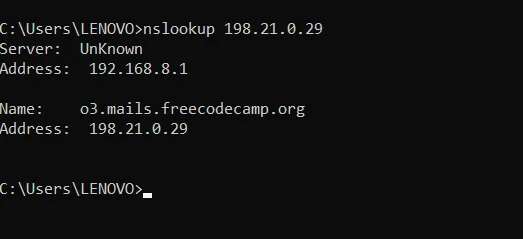 IP address in command line