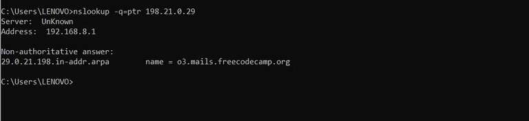 reverse lookup in our command line