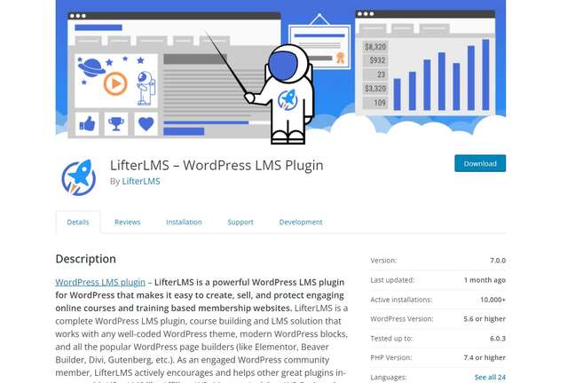 LifterLMS Plugin dashboard