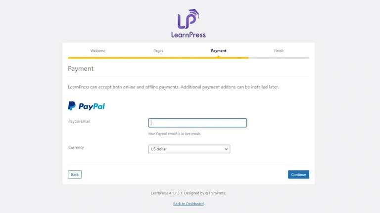 LearnPress payment setting