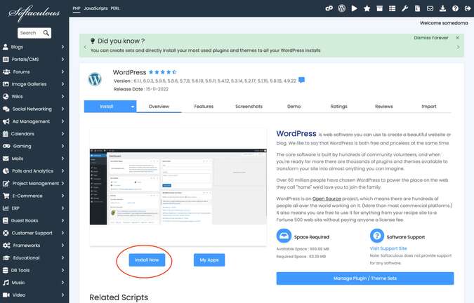 Downloading WordPress