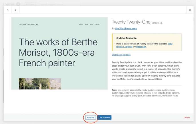 Twenty Twenty one wordpress theme