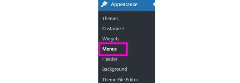 menus under appearance wp admin