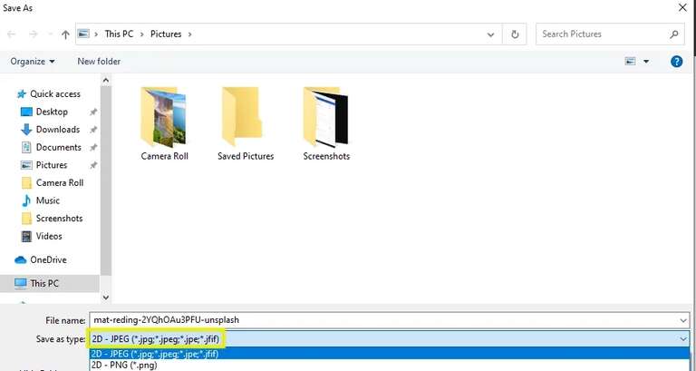 Saving JPG image